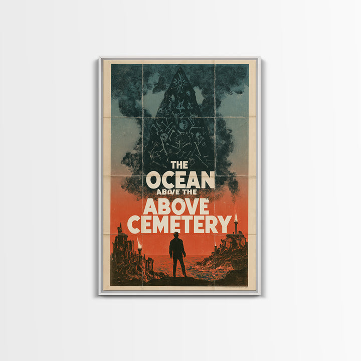 The Ocean Above The Cemetery, English Language Horror Movie Poster, 1960s Horror Art, Retro Horror Movie Art, Framed Canvas Print