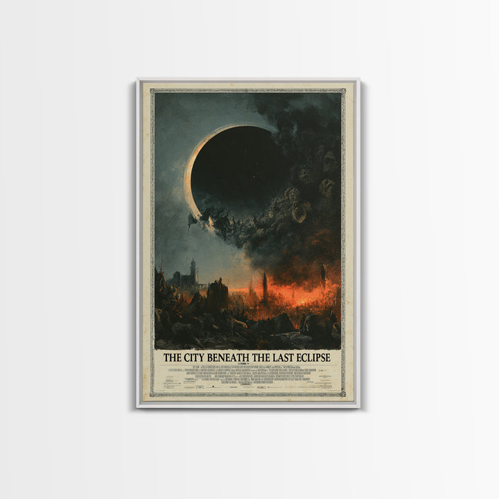 The City Beneath The Last Eclipse, English Language Horror Movie Poster, Dark Romantic Horror Art, Gothic Cinema Wall Art, Canvas Print