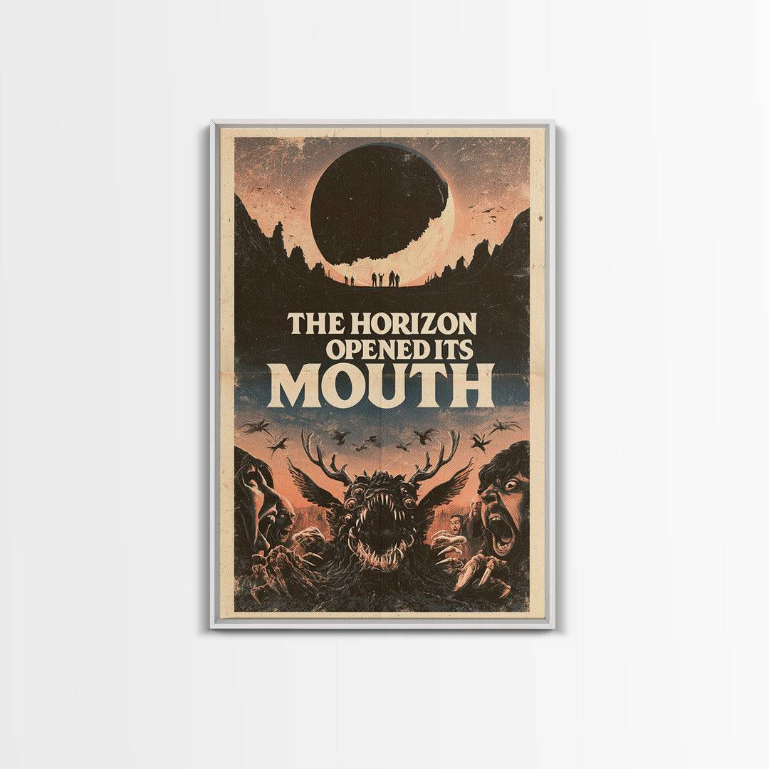 The Horizon Opened Its Mouth, English Language Horror Movie Poster, 1970s Horror Art, Cult Horror Poster, Framed Canvas Print