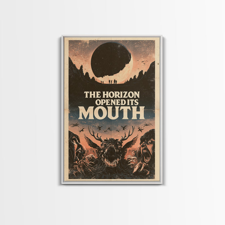 The Horizon Opened Its Mouth, English Language Horror Movie Poster, 1970s Horror Art, Cult Horror Poster, Framed Canvas Print