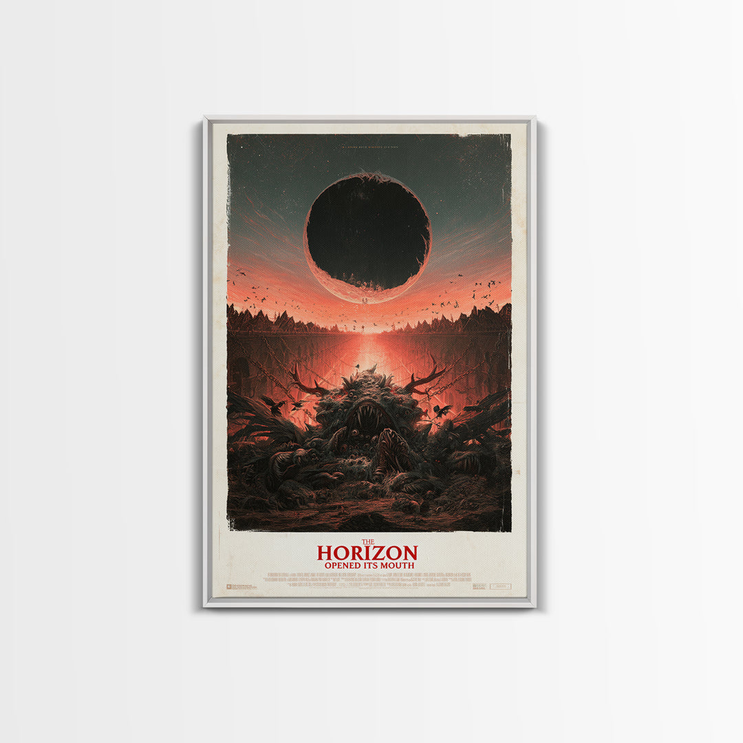 The Horizon Opened Its Mouth, English Language Horror Movie Poster, Architectural Etching Art, Retro Horror Movie Art