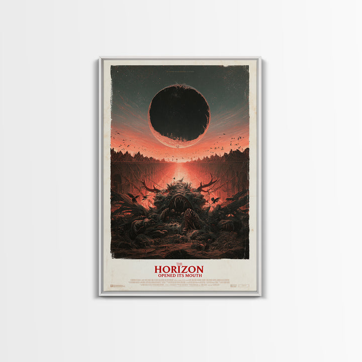 The Horizon Opened Its Mouth, English Language Horror Movie Poster, Architectural Etching Art, Retro Horror Movie Art
