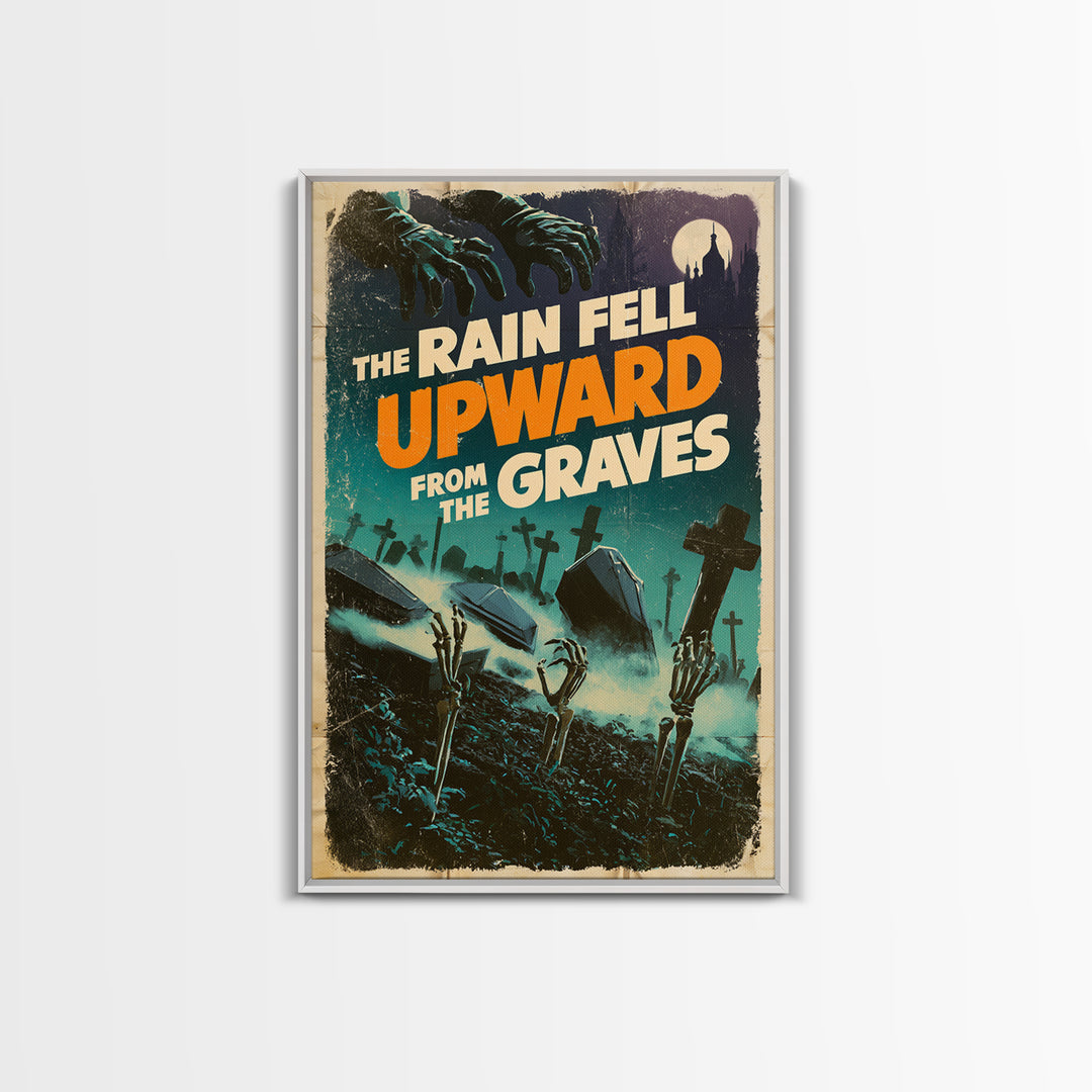 The Rain Fell Upward From The Graves, English Language Horror Movie Poster, Giallo Horror Art, Classic Monster Poster, Framed Canvas Print