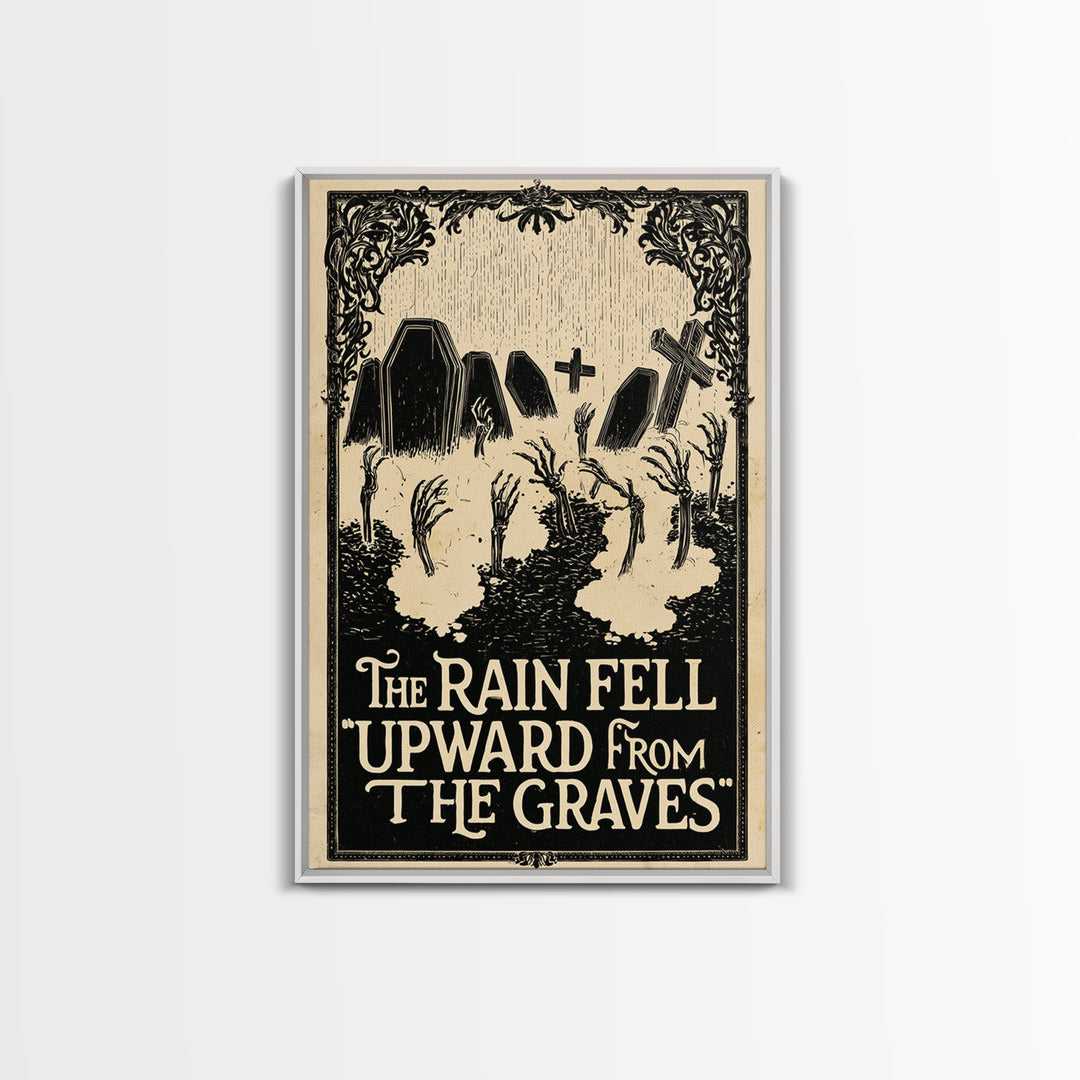 The Rain Fell Upward From The Graves, English Language Horror Movie Poster, Decadent Line Art, Cult Horror Poster