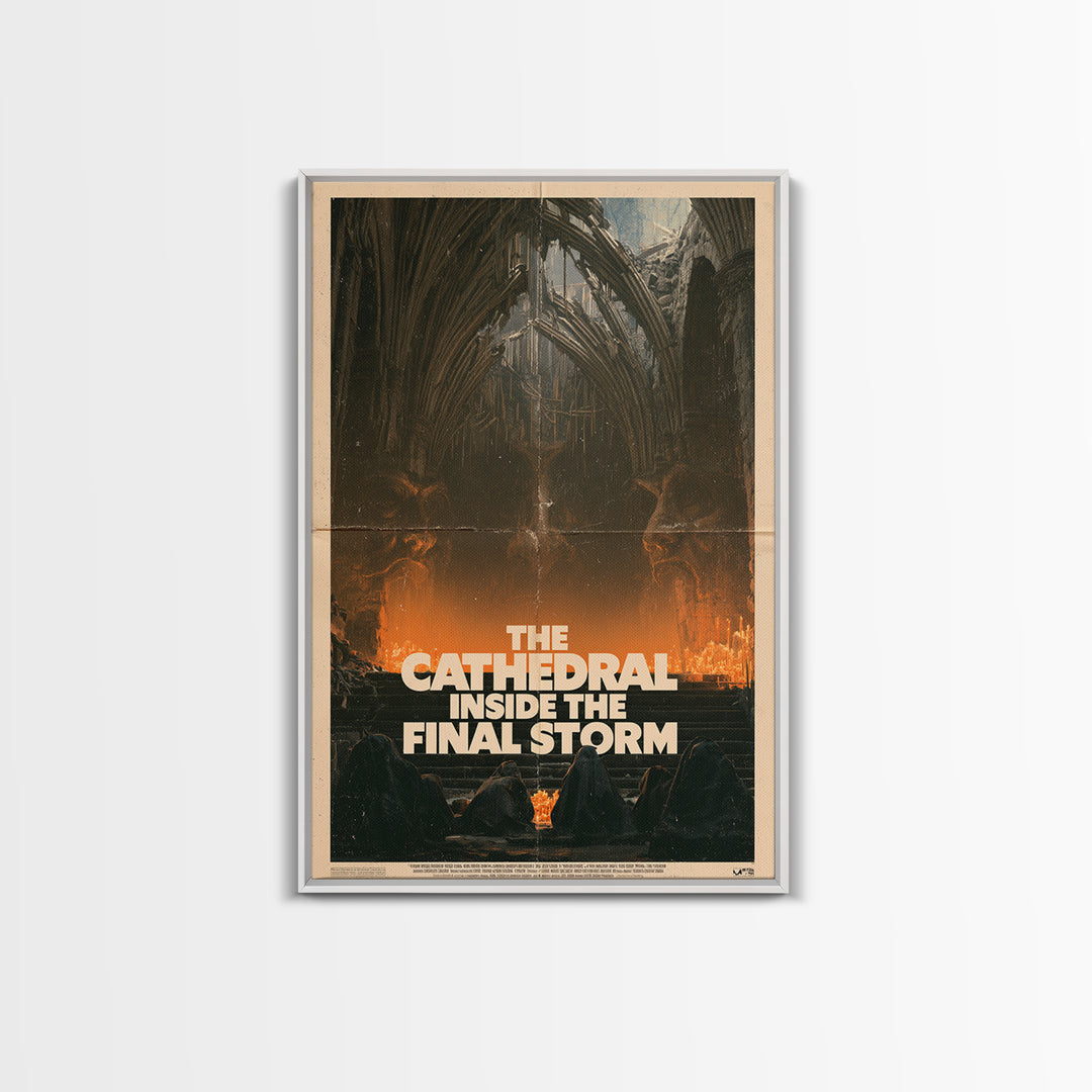 The Cathedral Inside The Final Storm, English Language Horror Movie Poster, 1970s Horror Art, Classic Monster Poster, Framed Canvas Print