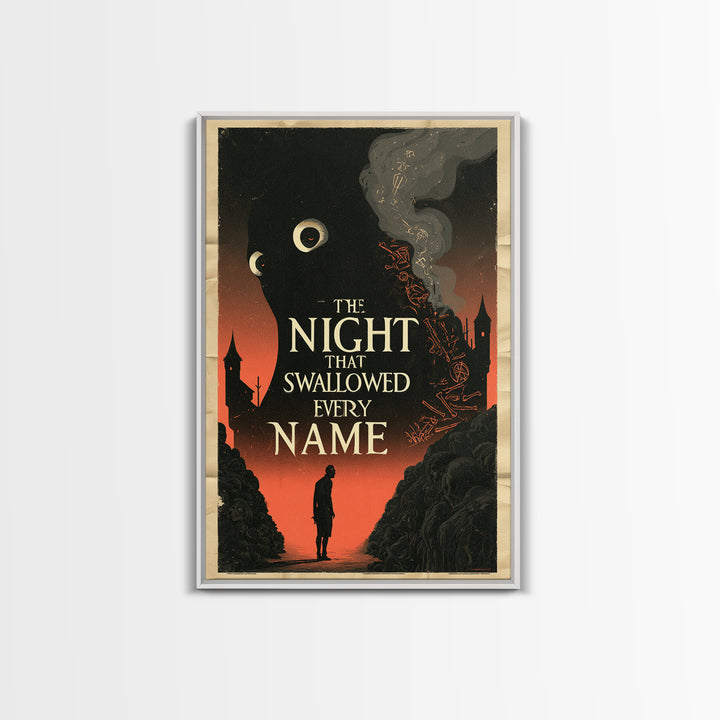 The Night That Swallowed Every Name, English Language Horror Movie Poster, 1930s Horror Art, Gothic Cinema Wall Art, Canvas Print