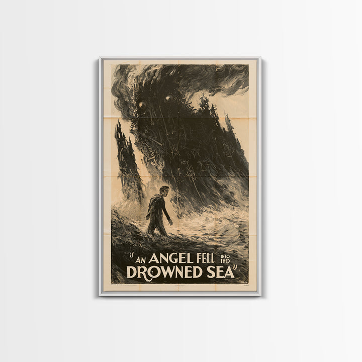 An Angel Fell Into The Drowned Sea, English Language Horror Movie Poster, 1930s Horror Art, Gothic Cinema Wall Art, Canvas Print