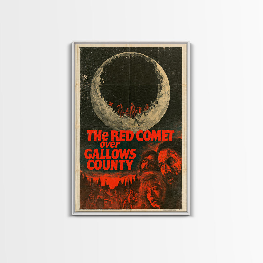 The Red Comet Over Gallows County, English Language Horror Movie Poster, 1970s Horror Art, Classic Monster Poster, Framed Canvas Print