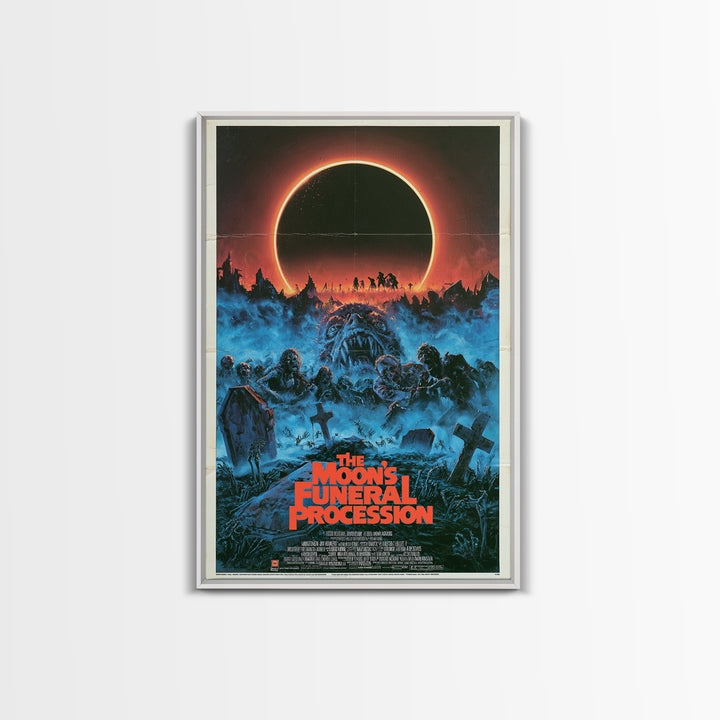 The Moon'S Funeral Procession, English Language Horror Movie Poster, 1980s Vhs Nightmare Cover Inspired Art, Cult Horror Poster