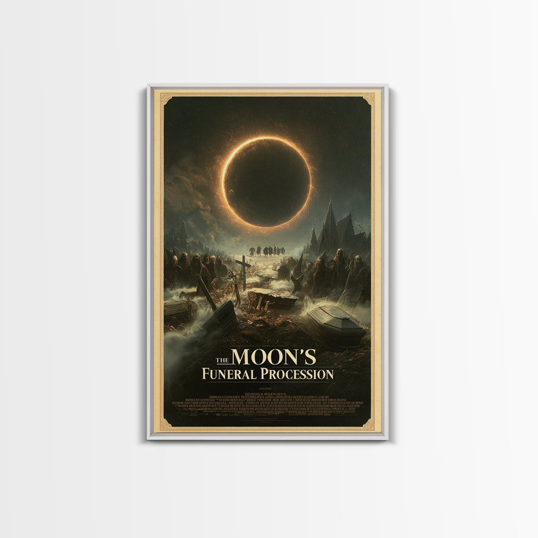 The Moon'S Funeral Procession, English Language Horror Movie Poster, Dark Romantic Horror Art, Retro Horror Movie Art, Canvas Print