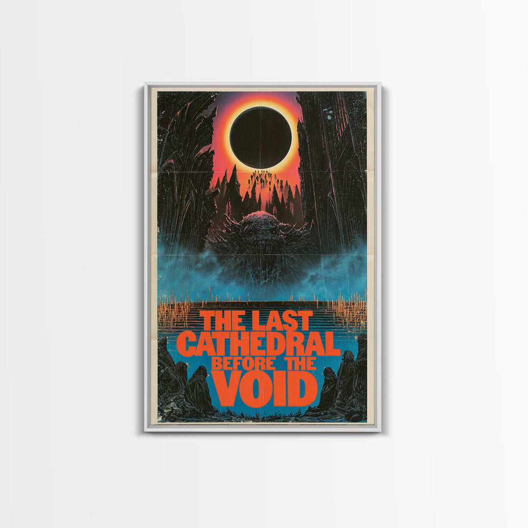 The Last Cathedral Before The Void, English Language Horror Movie Poster, 1980s Vhs Nightmare Cover Inspired Art, Gothic Cinema Wall Art