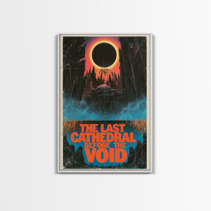 The Last Cathedral Before The Void, English Language Horror Movie Poster, 1980s Vhs Nightmare Cover Inspired Art, Gothic Cinema Wall Art