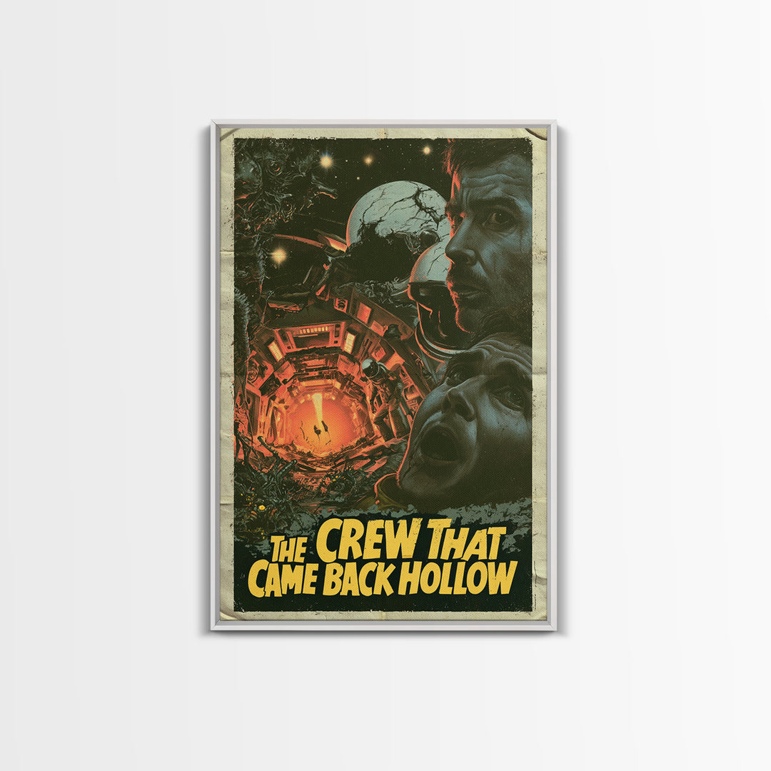 The Crew That Came Back Hollow, English Language Horror Movie Poster, 1970s Horror Art, Cult Horror Poster, Framed Canvas Print