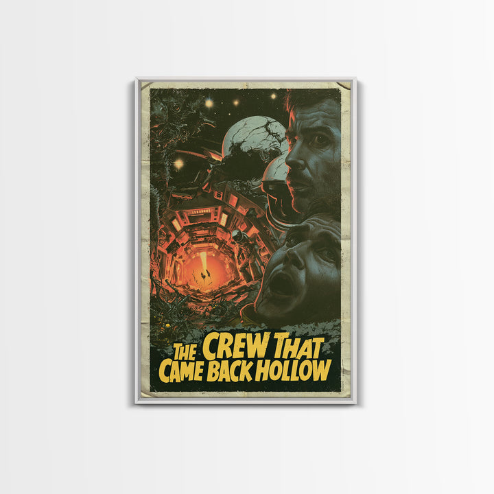 The Crew That Came Back Hollow, English Language Horror Movie Poster, 1970s Horror Art, Cult Horror Poster, Framed Canvas Print