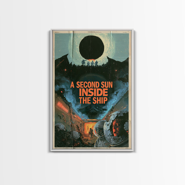 A Second Sun Inside The Ship, English Language Horror Movie Poster, 1980s Vhs Nightmare Cover Inspired Art, Gothic Cinema Wall Art