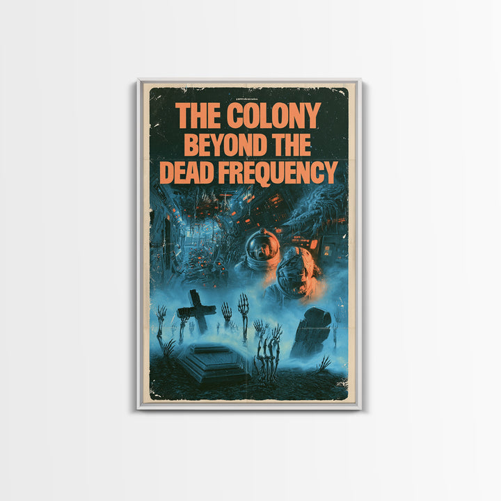 The Colony Beyond The Dead Frequency, English Language Horror Movie Poster, 1980s Vhs Nightmare Cover Inspired Art, Retro Horror Movie Art