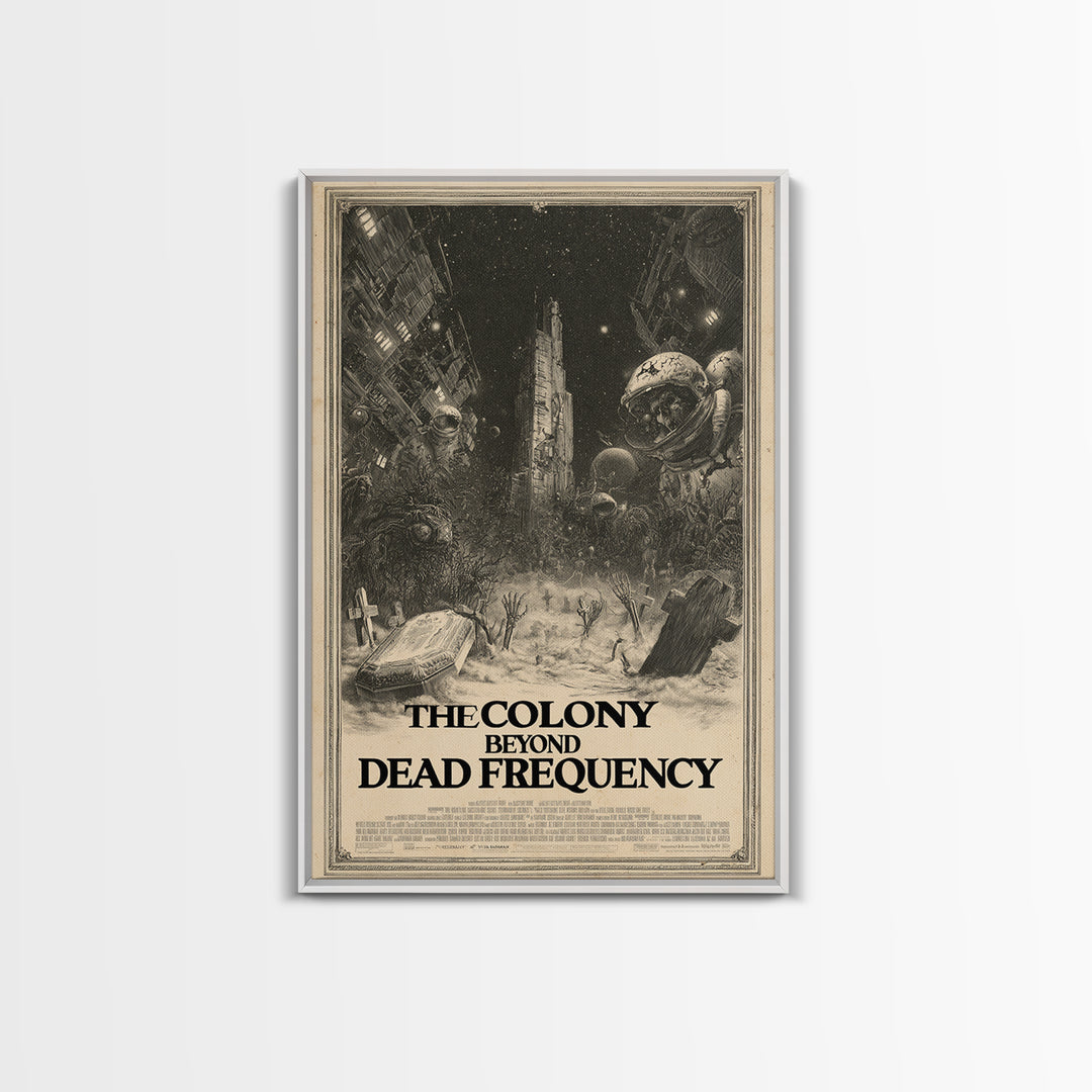 The Colony Beyond The Dead Frequency, English Language Horror Movie Poster, Gothic Engraving Art, Gothic Cinema Wall Art