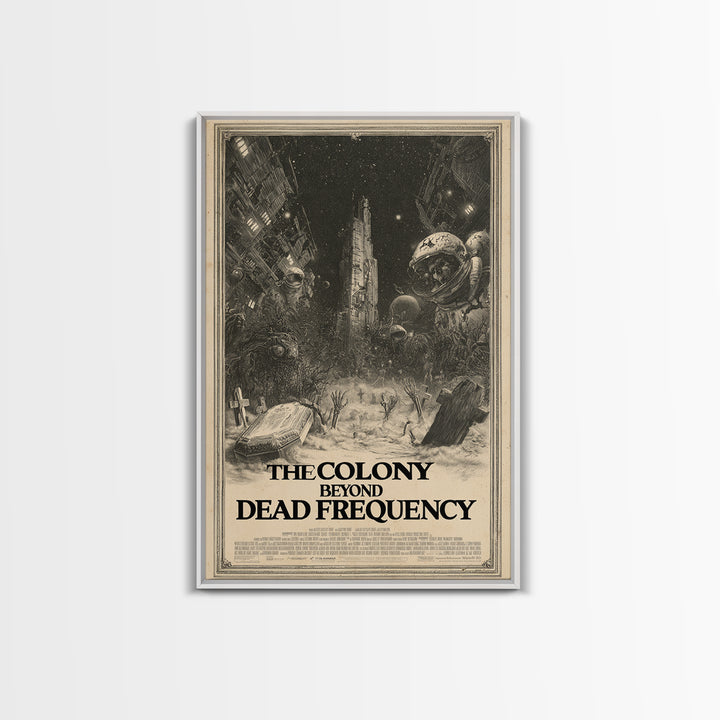The Colony Beyond The Dead Frequency, English Language Horror Movie Poster, Gothic Engraving Art, Gothic Cinema Wall Art