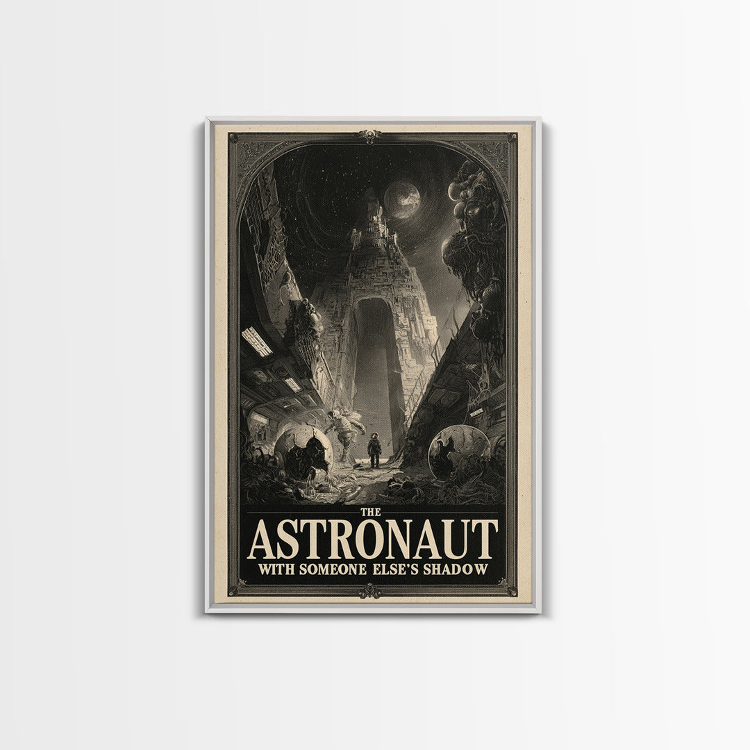 The Astronaut With Someone Else'S Shadow, English Language Horror Movie Poster, Gothic Engraving Art, Classic Monster Poster