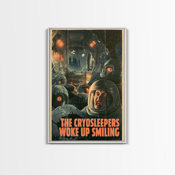 The Cryosleepers Woke Up Smiling, English Language Horror Movie Poster, 1930s Horror Art, Retro Horror Movie Art, Canvas Print