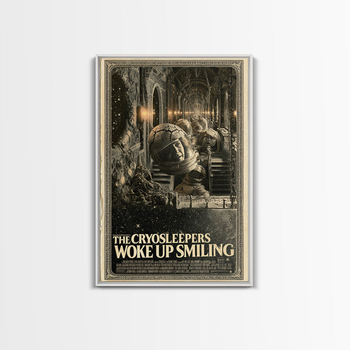 The Cryosleepers Woke Up Smiling, English Language Horror Movie Poster, Architectural Etching Art, Classic Monster Poster