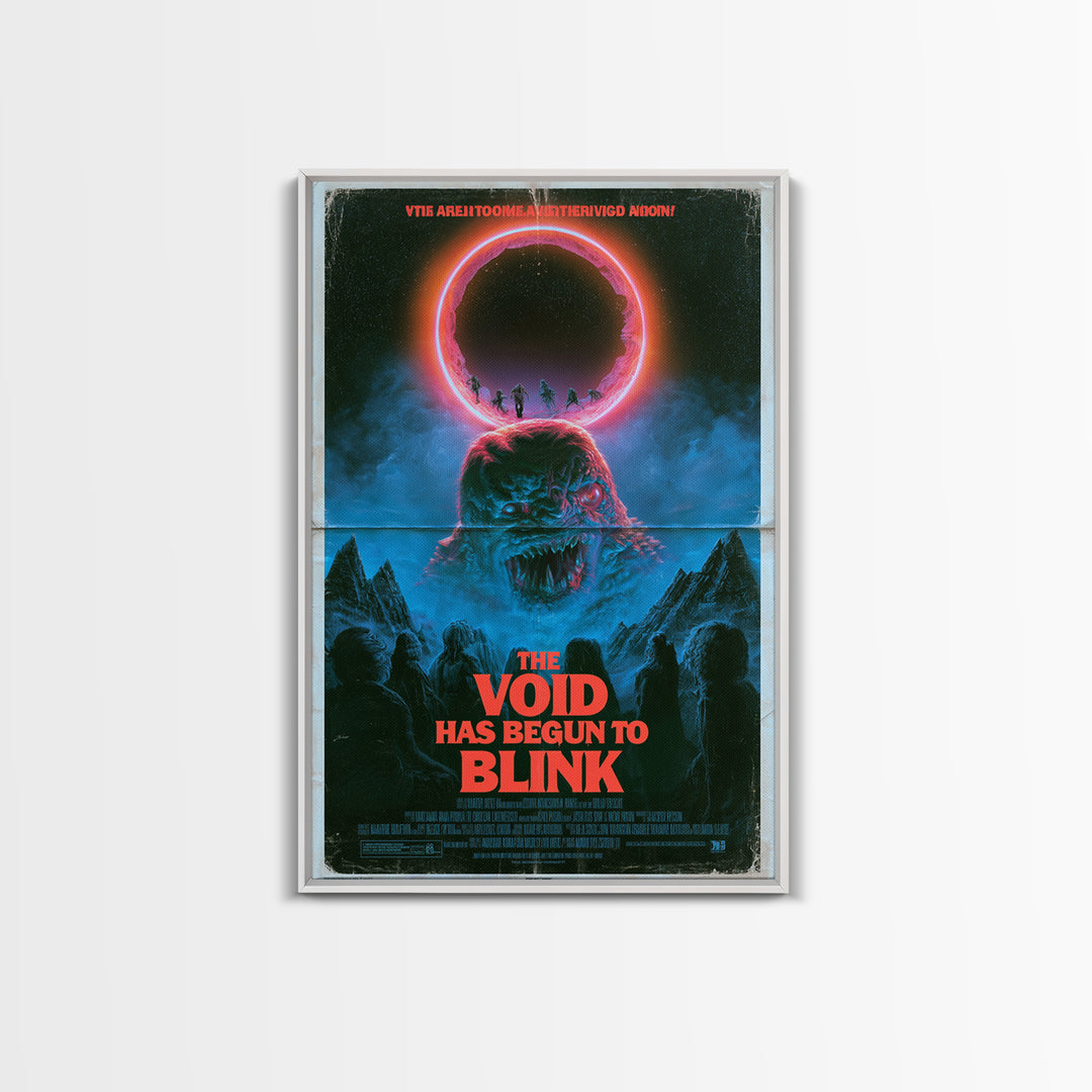 The Void Has Begun To Blink, English Language Horror Movie Poster, 1980s Vhs Nightmare Cover Inspired Art, Cult Horror Poster, Canvas Print