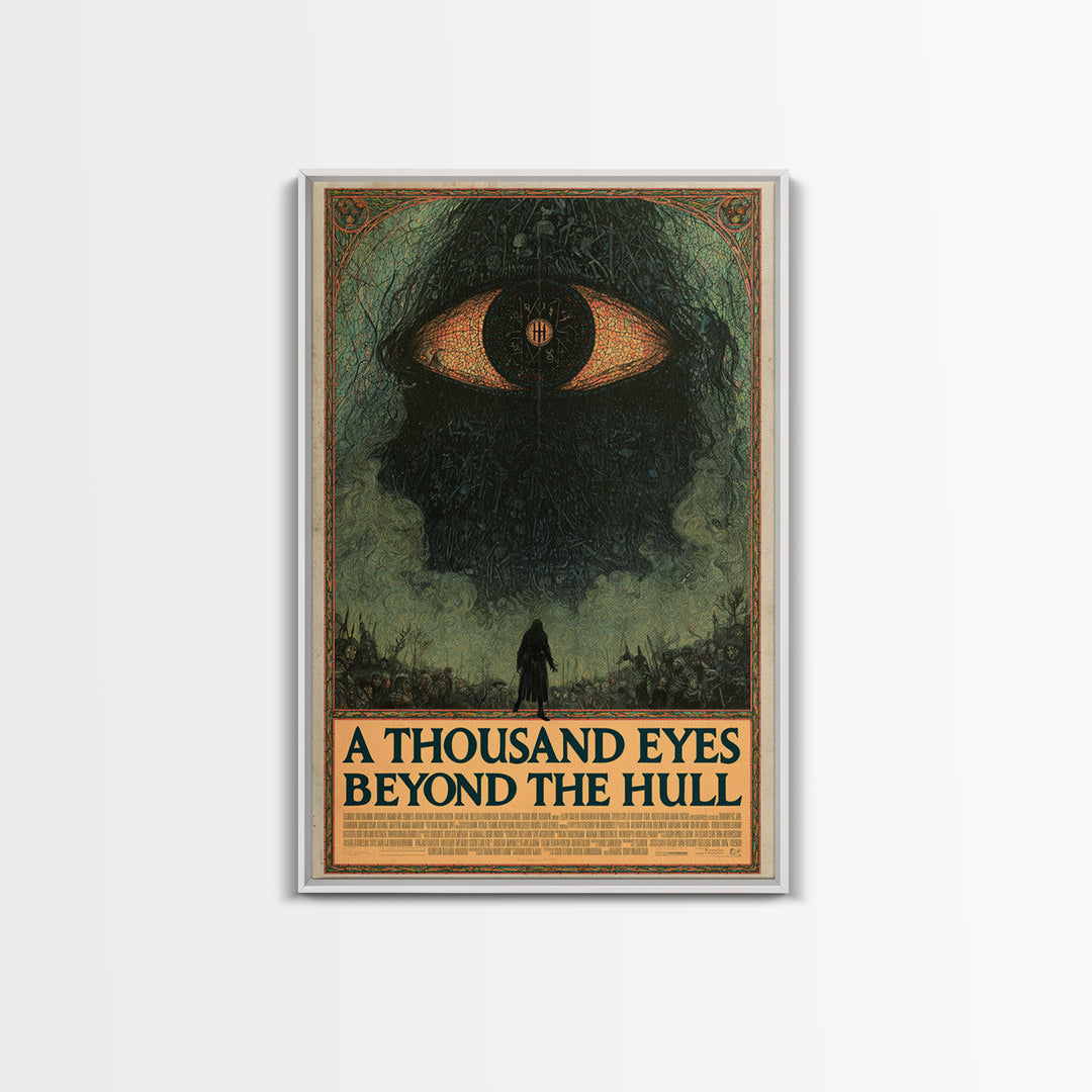 A Thousand Eyes Beyond The Hull, English Language Horror Movie Poster, Stained Glass Gothic Art, Classic Monster Poster, Canvas Print