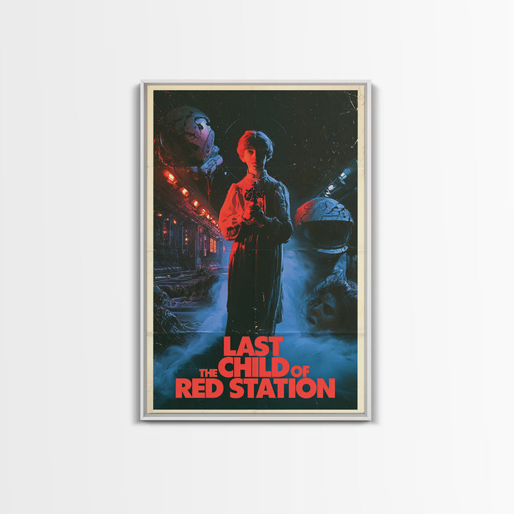 The Last Child Of Red Station, English Language Horror Movie Poster, 1980s Vhs Nightmare Cover Inspired Art, Retro Horror Movie Art
