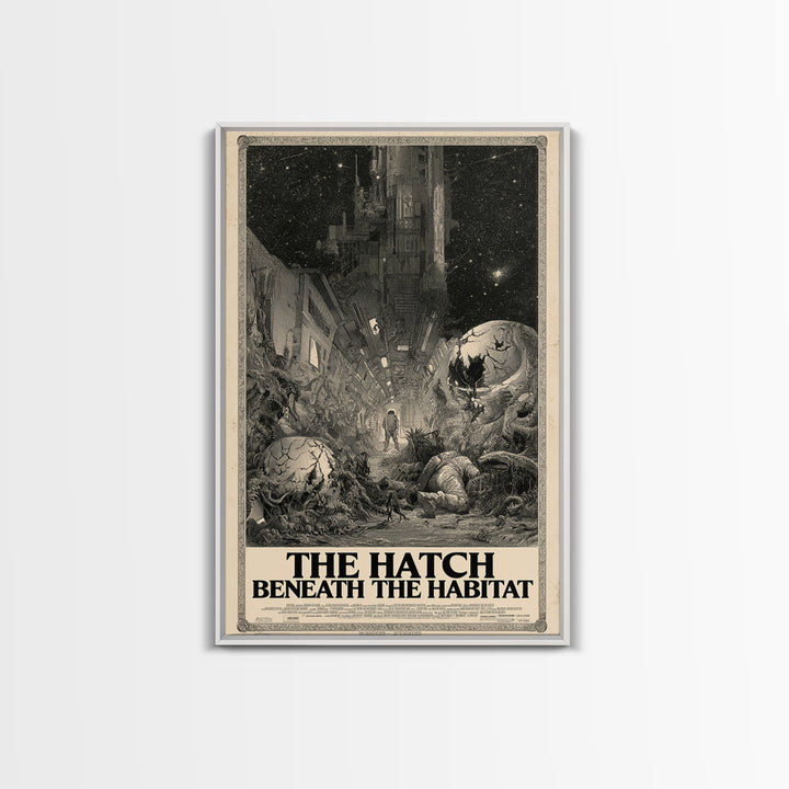 The Hatch Beneath The Habitat, English Language Horror Movie Poster, Gothic Engraving Art, Gothic Cinema Wall Art, Canvas Print