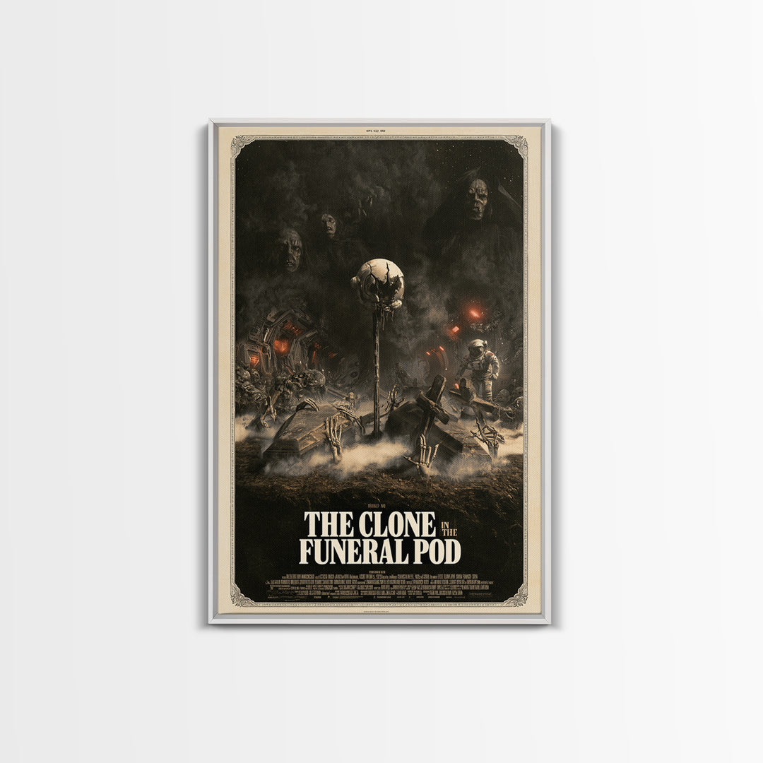 The Clone In The Funeral Pod, English Language Horror Movie Poster, Dark Romantic Horror Art, Gothic Cinema Wall Art, Framed Canvas Print