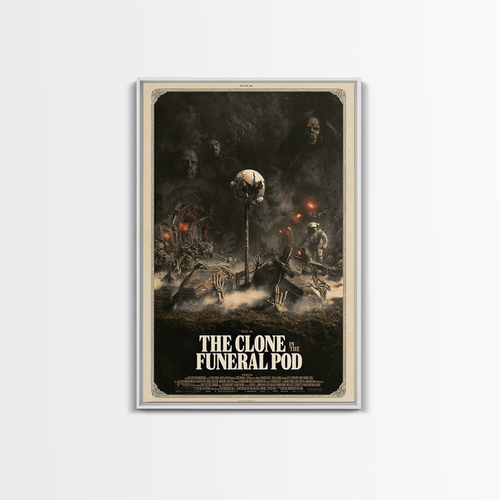 The Clone In The Funeral Pod, English Language Horror Movie Poster, Dark Romantic Horror Art, Gothic Cinema Wall Art, Framed Canvas Print