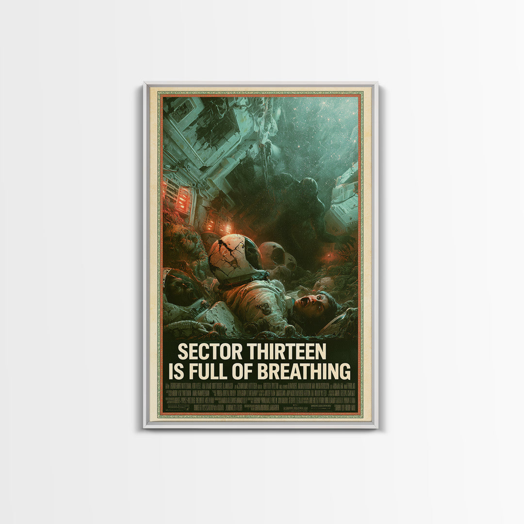 Sector Thirteen Is Full Of Breathing, English Language Horror Movie Poster, Gothic Nightmare Art, Classic Monster Poster