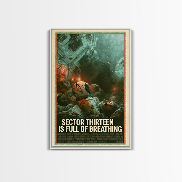 Sector Thirteen Is Full Of Breathing, English Language Horror Movie Poster, Gothic Nightmare Art, Classic Monster Poster