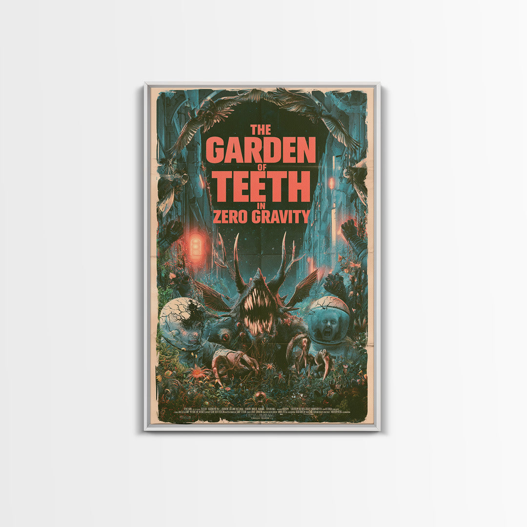 The Garden Of Teeth In Zero Gravity, English Language Horror Movie Poster, Giallo Horror Art, Gothic Cinema Wall Art, Framed Canvas Print