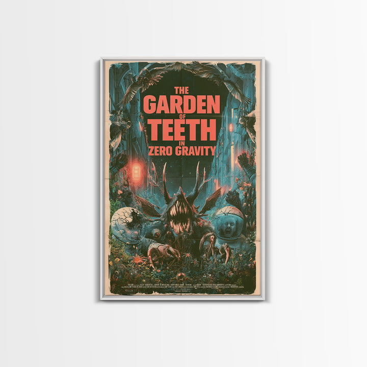 The Garden Of Teeth In Zero Gravity, English Language Horror Movie Poster, Giallo Horror Art, Gothic Cinema Wall Art, Framed Canvas Print