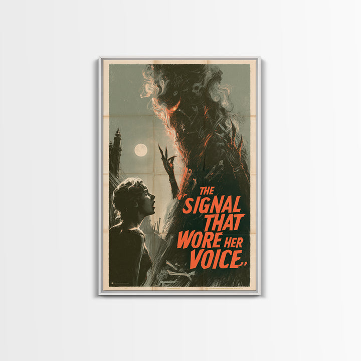 The Signal That Wore Her Voice, English Language Horror Movie Poster, Giallo Horror Art, Cult Horror Poster, Framed Canvas Print