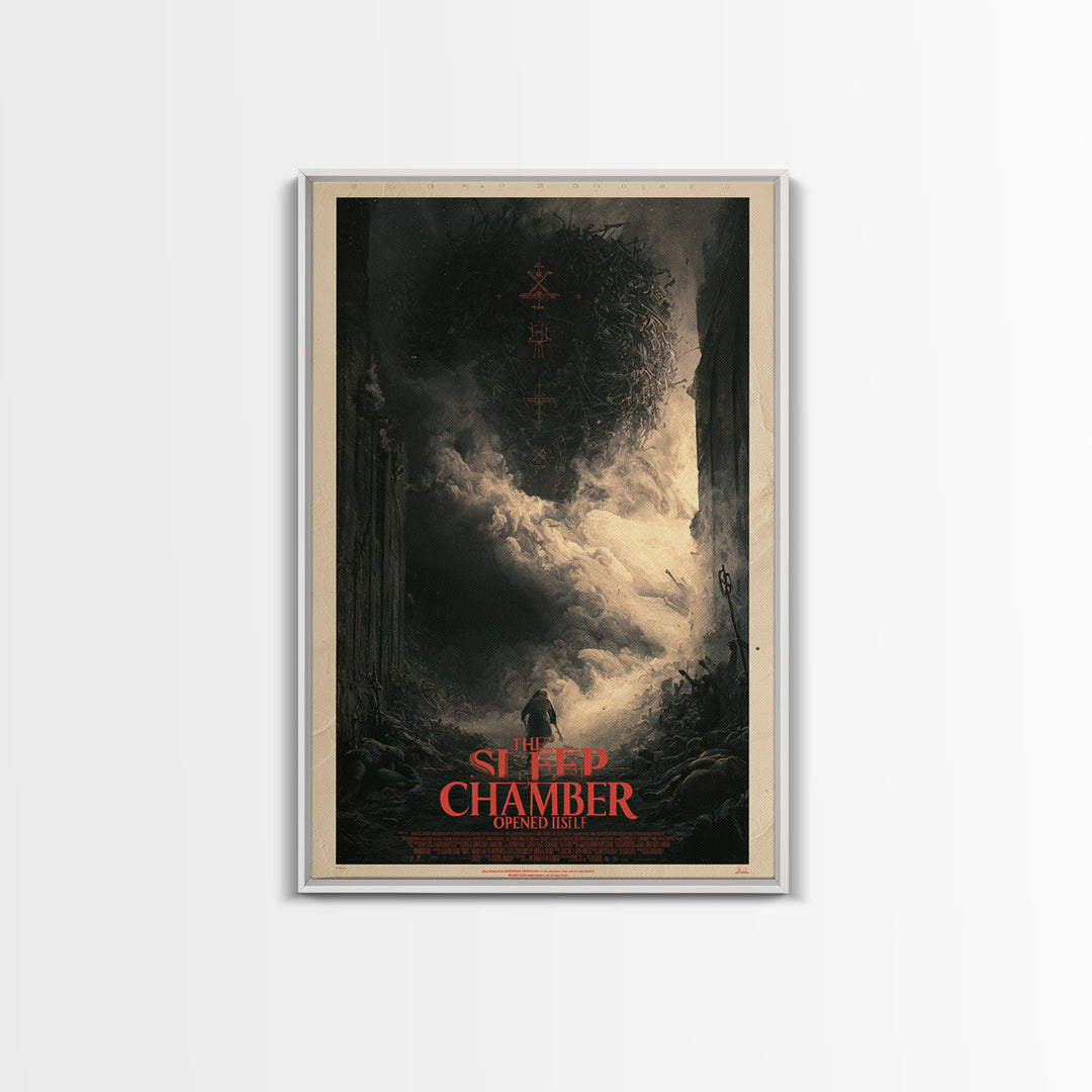 The Sleep Chamber Opened Itself, English Language Horror Movie Poster, Dark Romantic Horror Art, Gothic Cinema Wall Art, Canvas Print