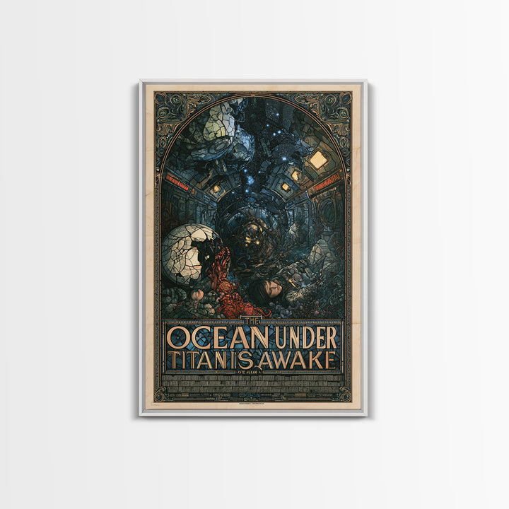 The Ocean Under Titan Is Awake, English Language Horror Movie Poster, Stained Glass Gothic Art, Cult Horror Poster, Canvas Print