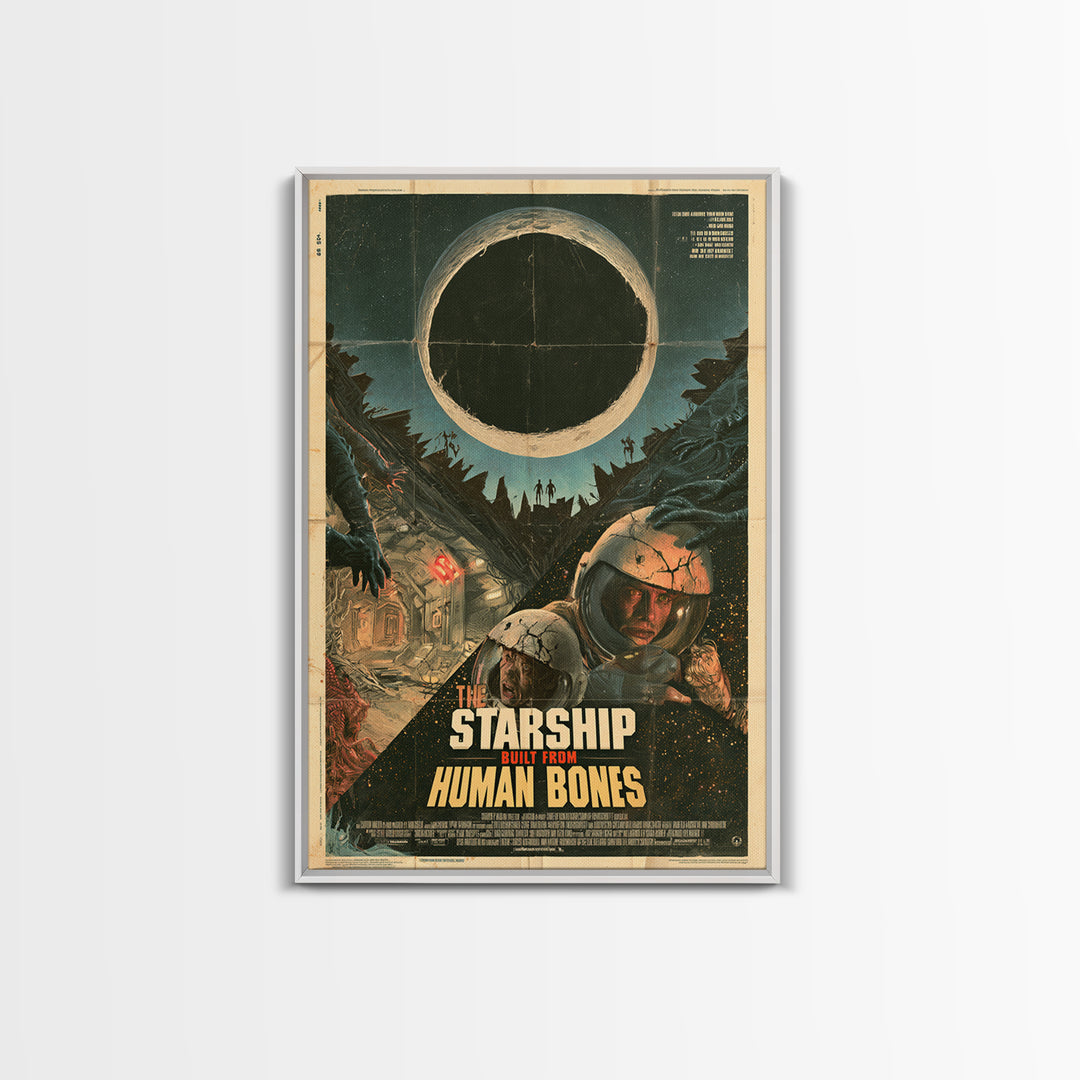 The Starship Built From Human Bones, English Language Horror Movie Poster, Giallo Horror Art, Retro Horror Movie Art, Framed Canvas Print