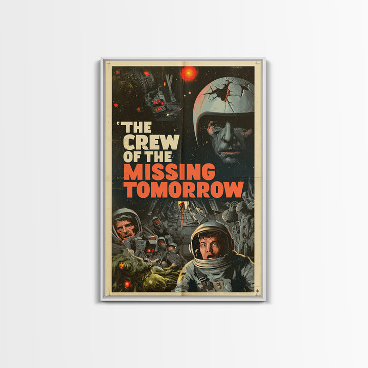 The Crew Of The Missing Tomorrow, English Language Horror Movie Poster, 1970s Horror Art, Retro Horror Movie Art, Framed Canvas Print
