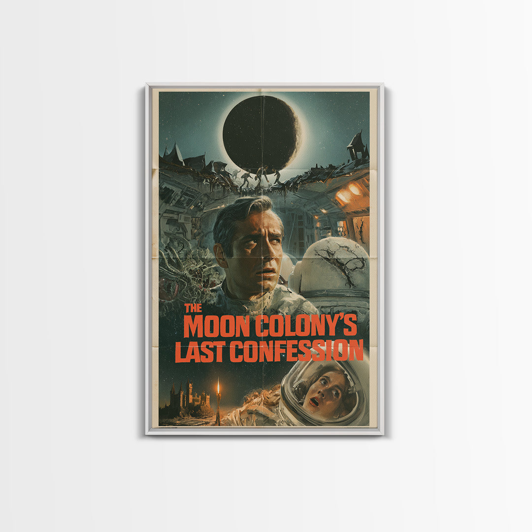 The Moon Colony'S Last Confession, English Language Horror Movie Poster, 1960s Horror Art, Cult Horror Poster, Canvas Print