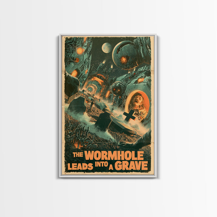 The Wormhole Leads Into A Grave, English Language Horror Movie Poster, Giallo Horror Art, Gothic Cinema Wall Art, Canvas Print