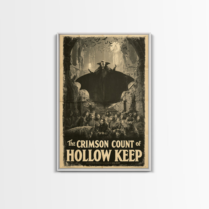 The Crimson Count Of Hollow Keep, English Language Horror Movie Poster, 1930s Horror Art, Classic Monster Poster, Framed Canvas Print