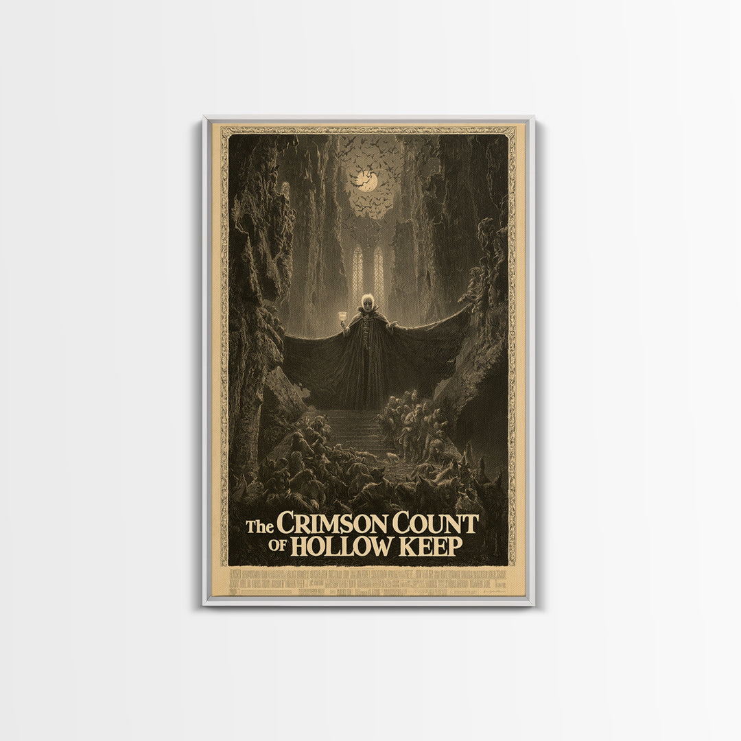 The Crimson Count Of Hollow Keep, English Language Horror Movie Poster, Gothic Engraving Art, Gothic Cinema Wall Art, Canvas Print