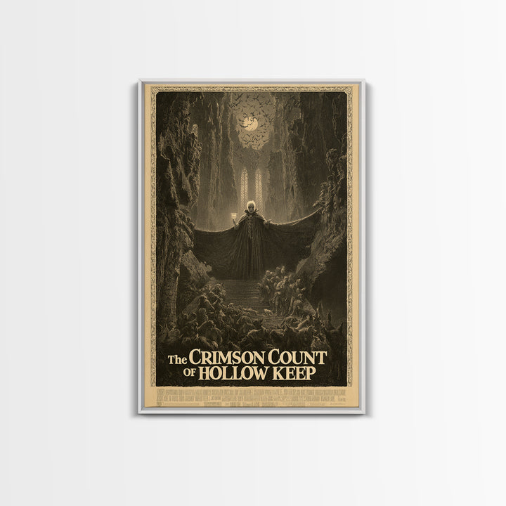 The Crimson Count Of Hollow Keep, English Language Horror Movie Poster, Gothic Engraving Art, Gothic Cinema Wall Art, Canvas Print