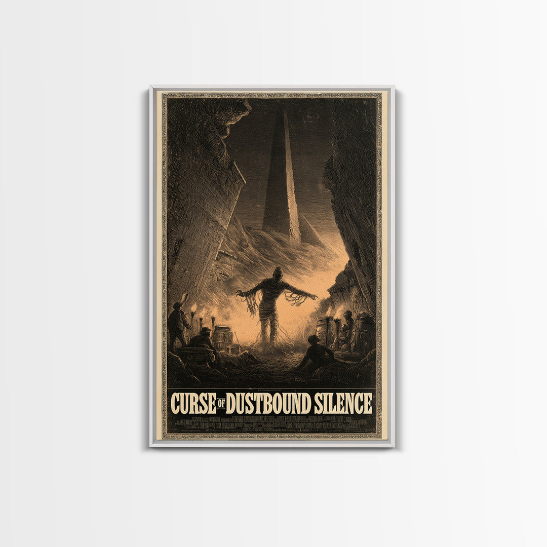 Curse Of Dustbound Silence, English Language Horror Movie Poster, Gothic Engraving Art, Gothic Cinema Wall Art, Canvas Print