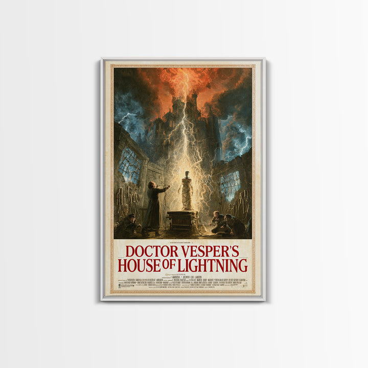 Doctor Vesper'S House Of Lightning, English Language Horror Movie Poster, Apocalyptic Romantic Art, Retro Horror Movie Art, Dark Fantasy Art