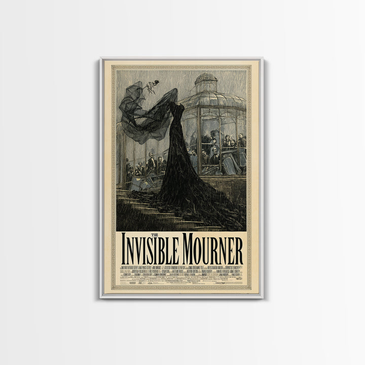 The Invisible Mourner, English Language Horror Movie Poster, Victorian Macabre Art, Cult Horror Poster, Framed Canvas Print