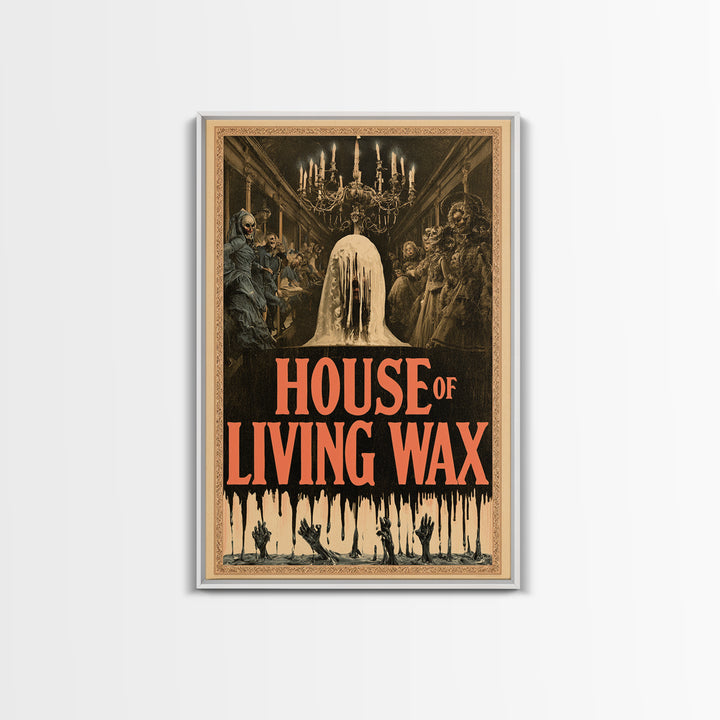 House Of Living Wax, English Language Horror Movie Poster, Grotesque Carnival Art, Cult Horror Poster, Framed Canvas Print