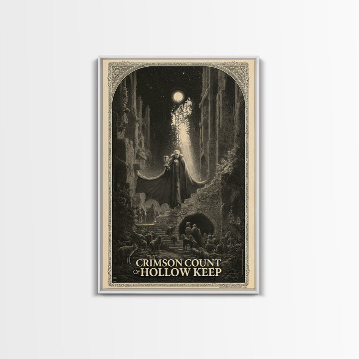 The Crimson Count Of Hollow Keep, English Language Horror Movie Poster, Gothic Engraving Art, Cult Horror Poster, Canvas Print